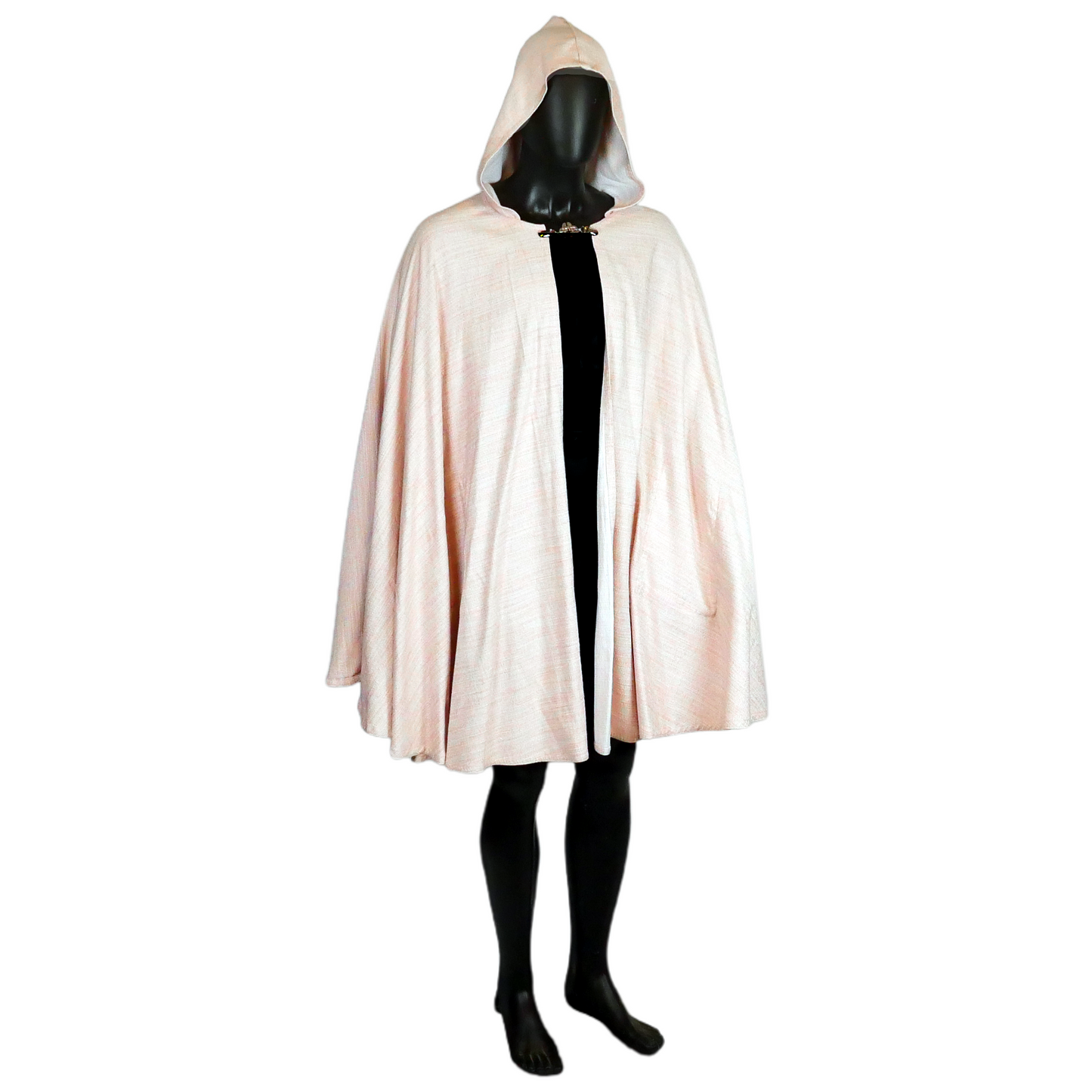 Pale Pink Full Circle Cloak with Hood and Pockets