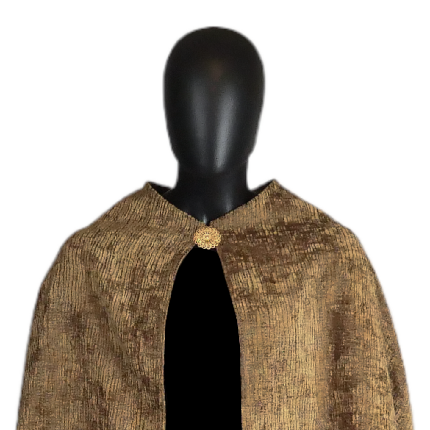 Golden Brown Half-Circle Cloak with Pockets