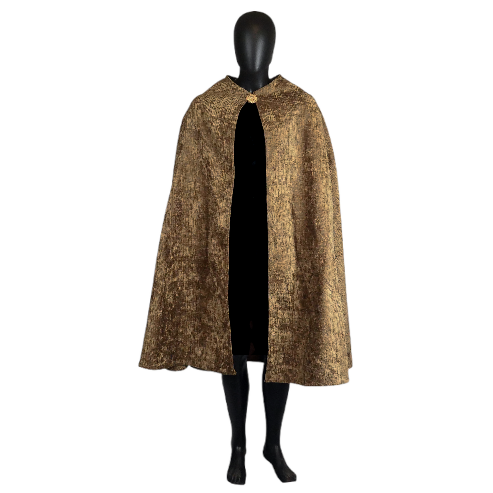 Golden Brown Half-Circle Cloak with Pockets