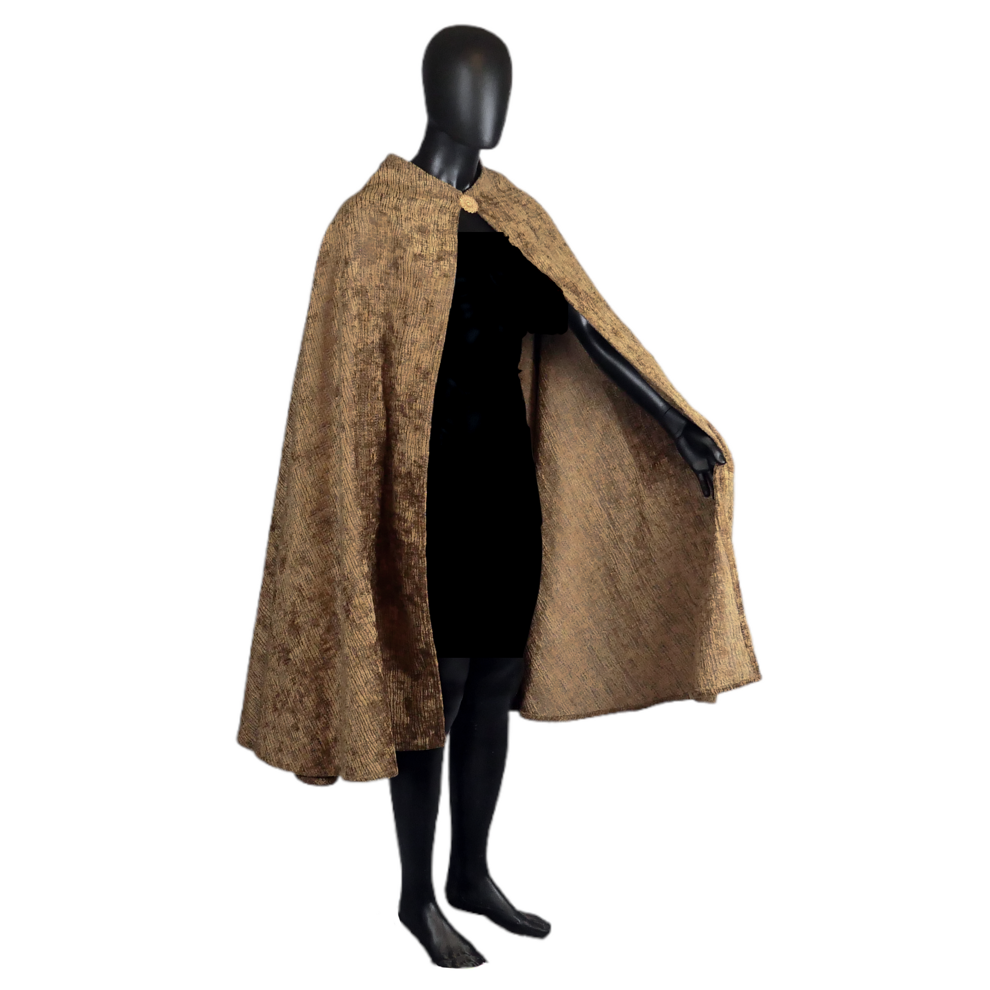 Golden Brown Half-Circle Cloak with Pockets