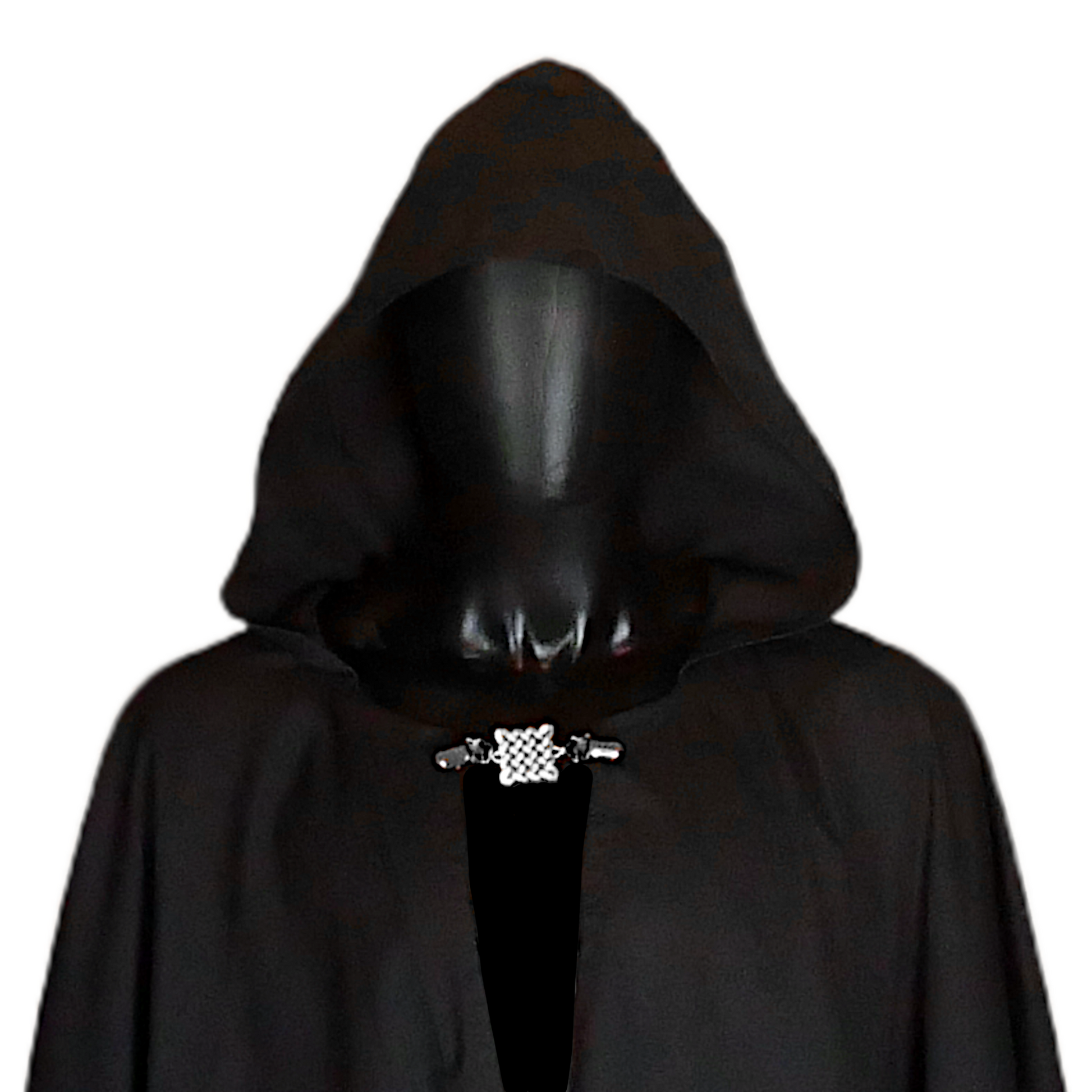 Black Twill Full Circle Cloak with Hood and Pockets