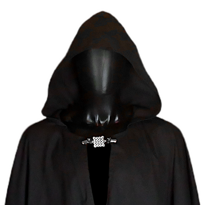 Black Twill Full Circle Cloak with Hood and Pockets