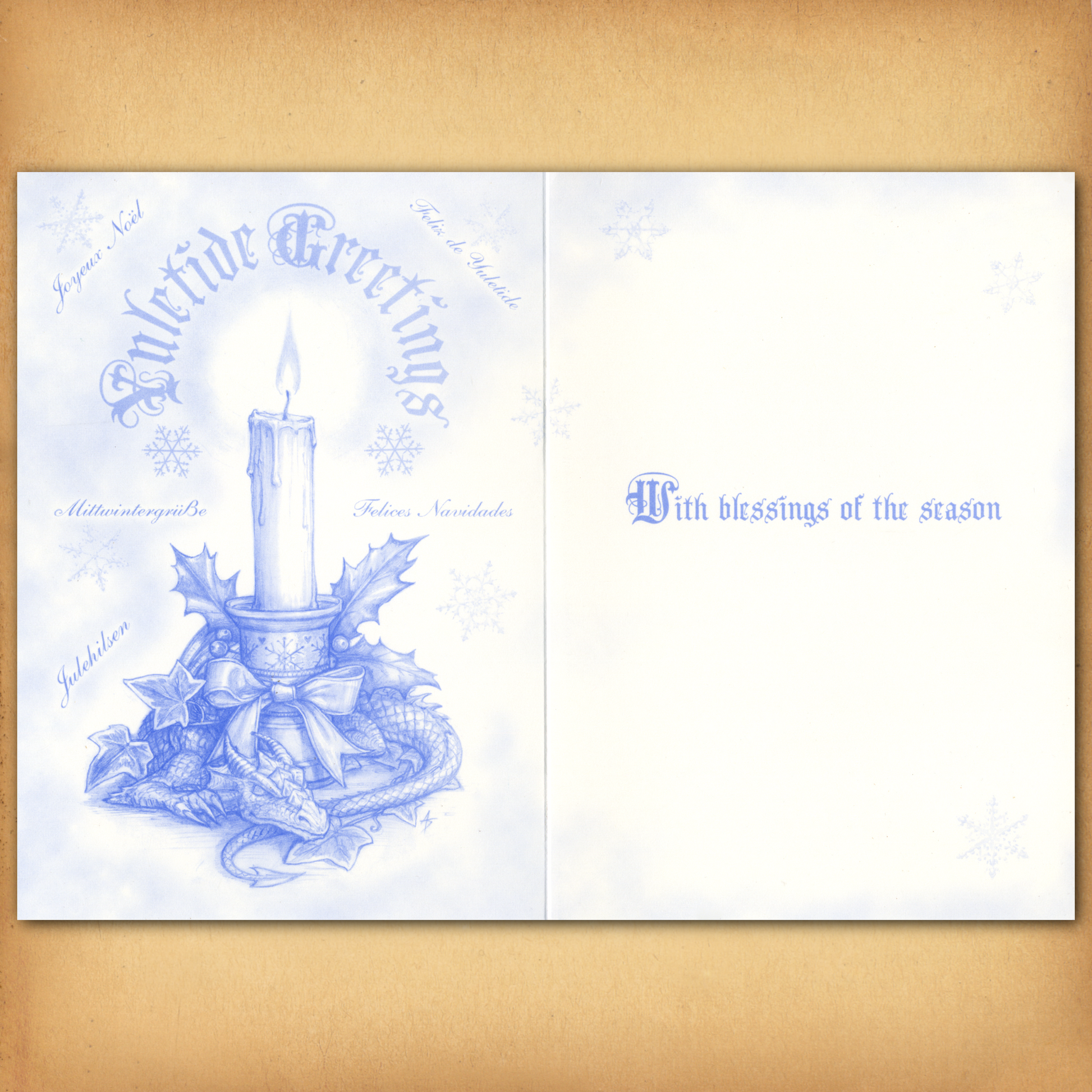 Snow Dragon Yule Card