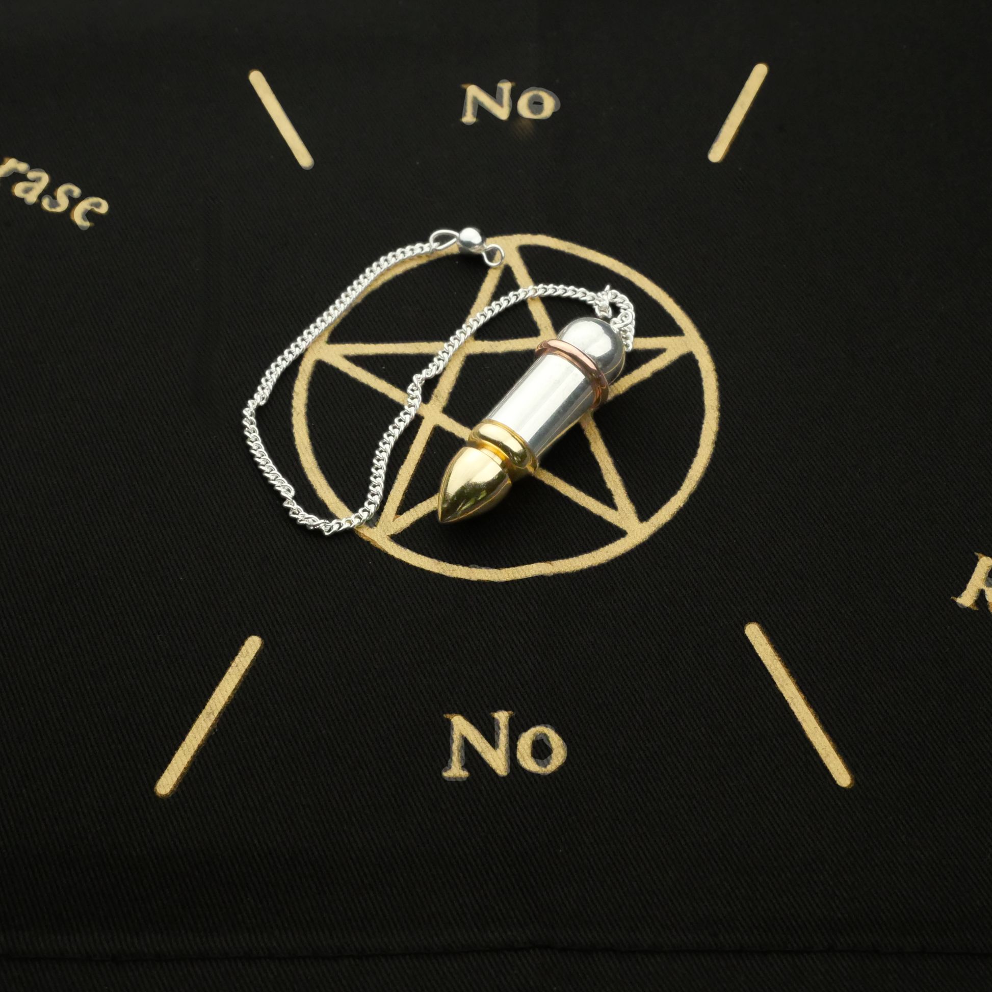 Hidden Chamber Divination Pendulum with Copper and Brass Accents