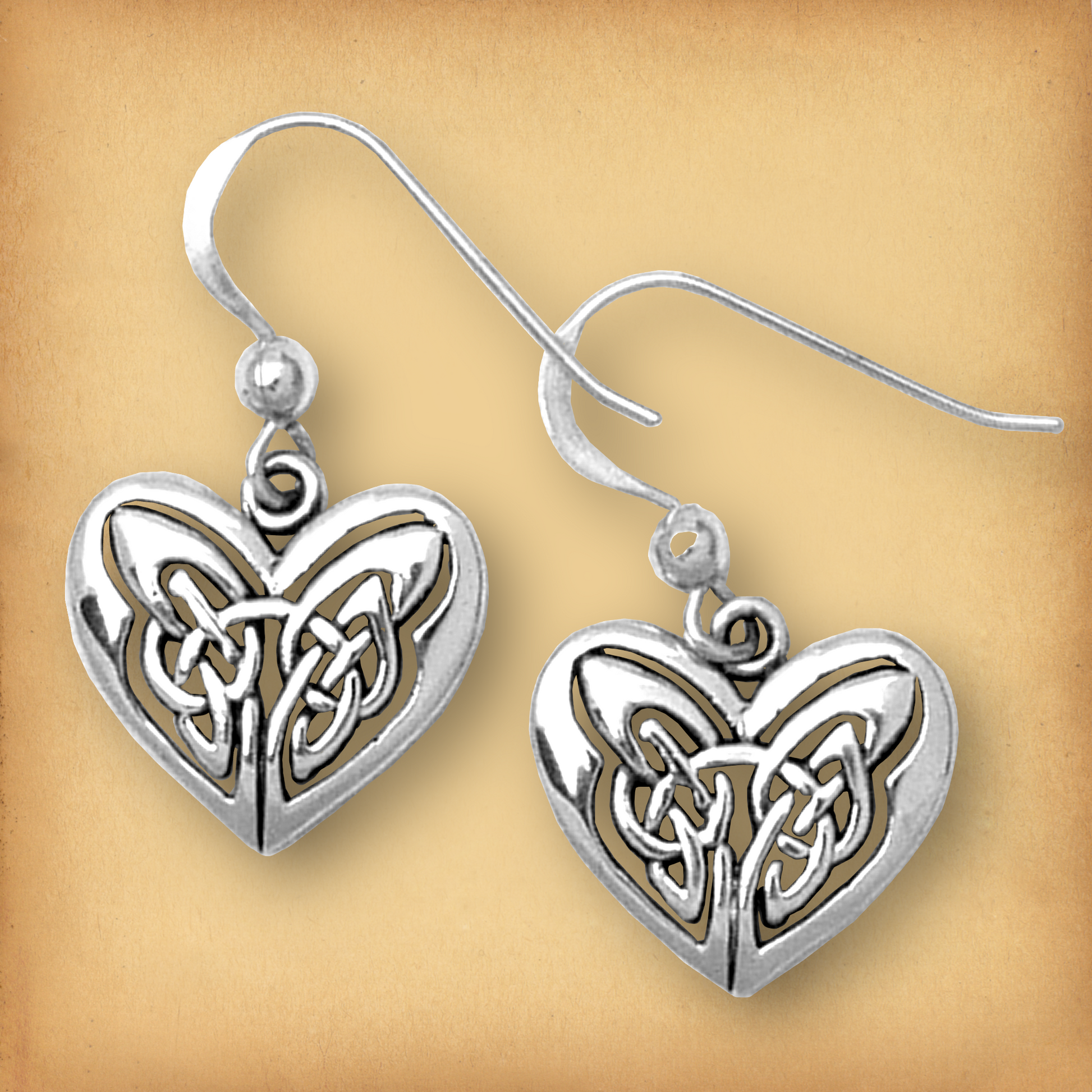 Silver Celtic Heart Earrings