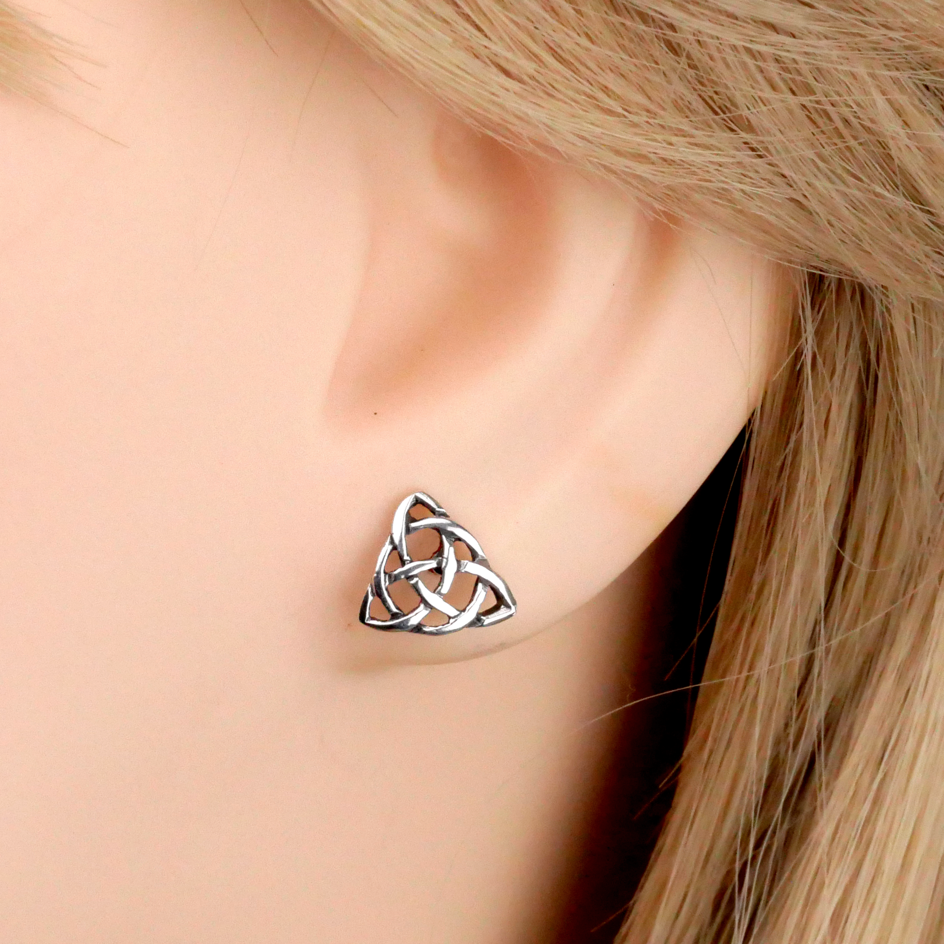 Silver Triquetra Post Earrings