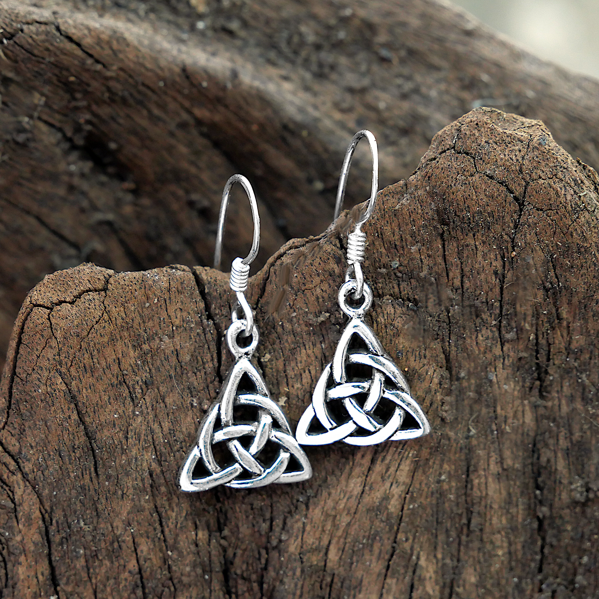 Silver Triquetra Dangle Earrings