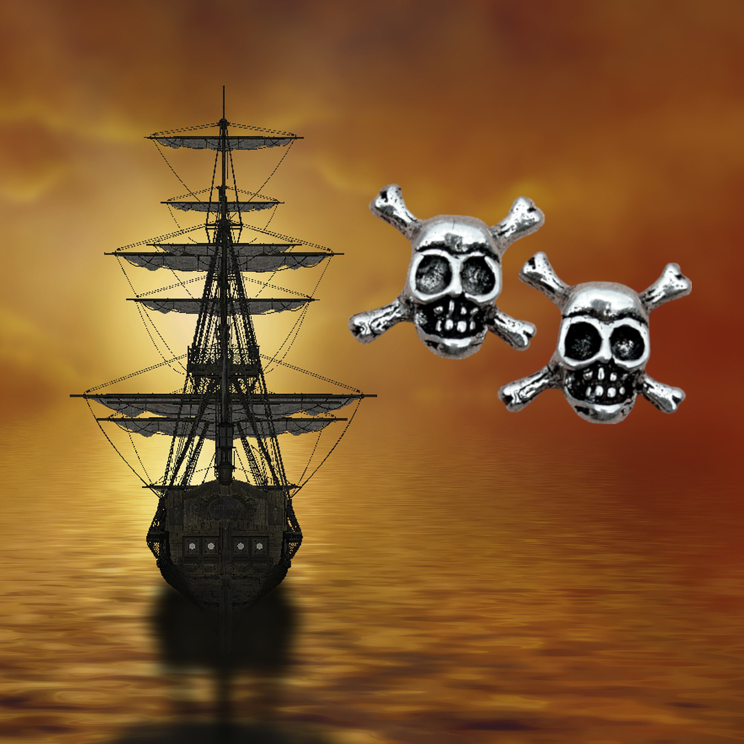 Silver Skull and Cross Bones Post Earrings