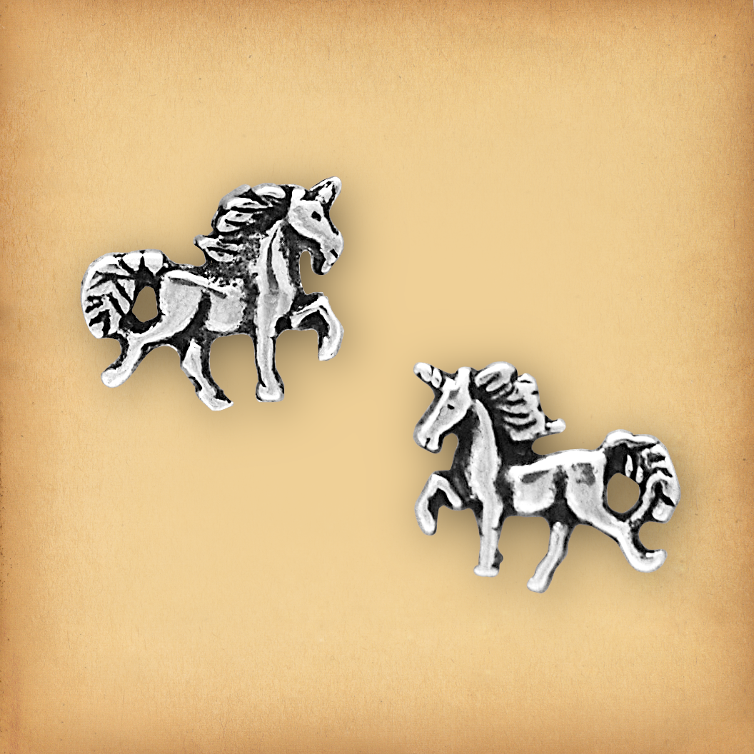 Silver Prancing Unicorn Post Earrings