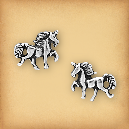Silver Prancing Unicorn Post Earrings