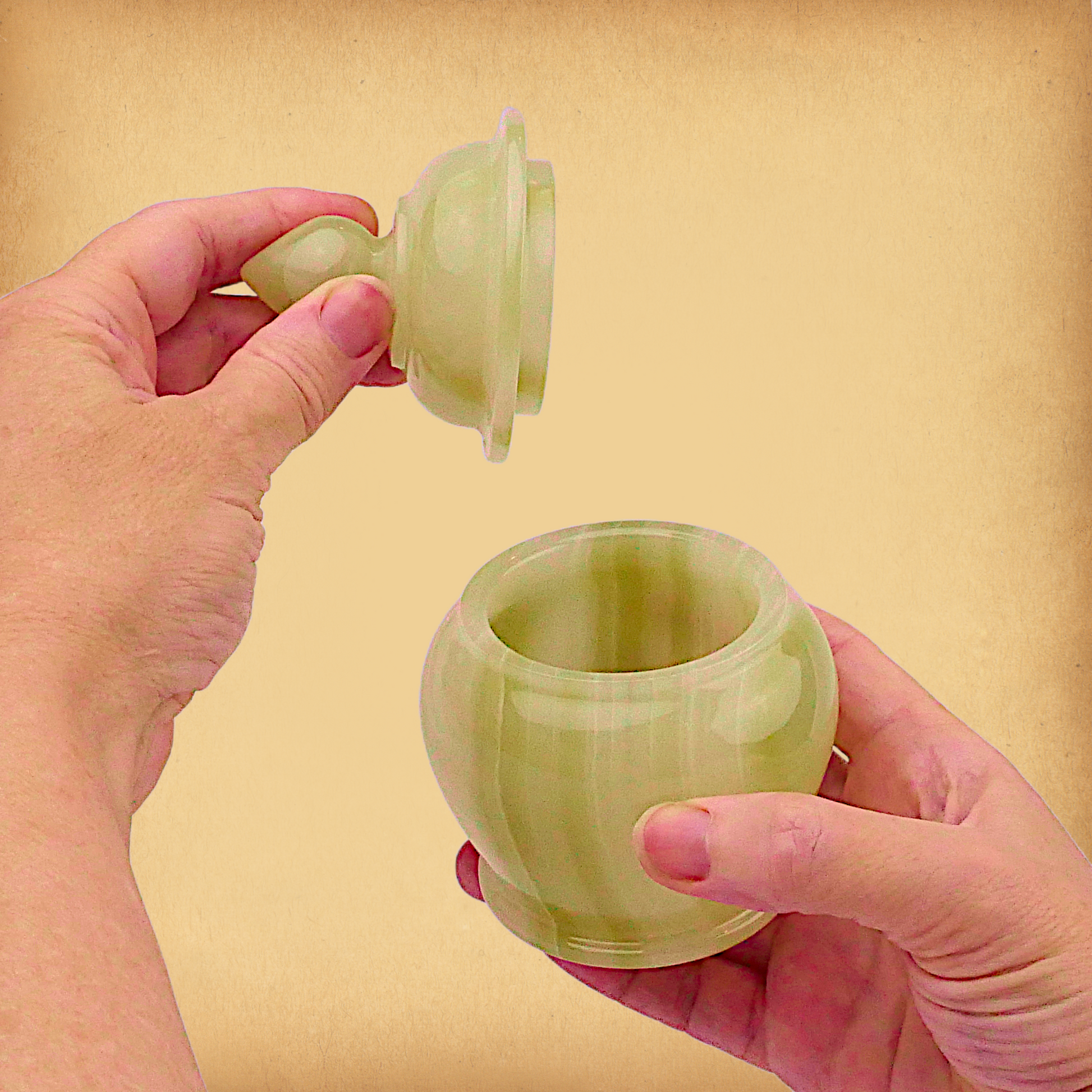 Lidded Green Onyx Jar