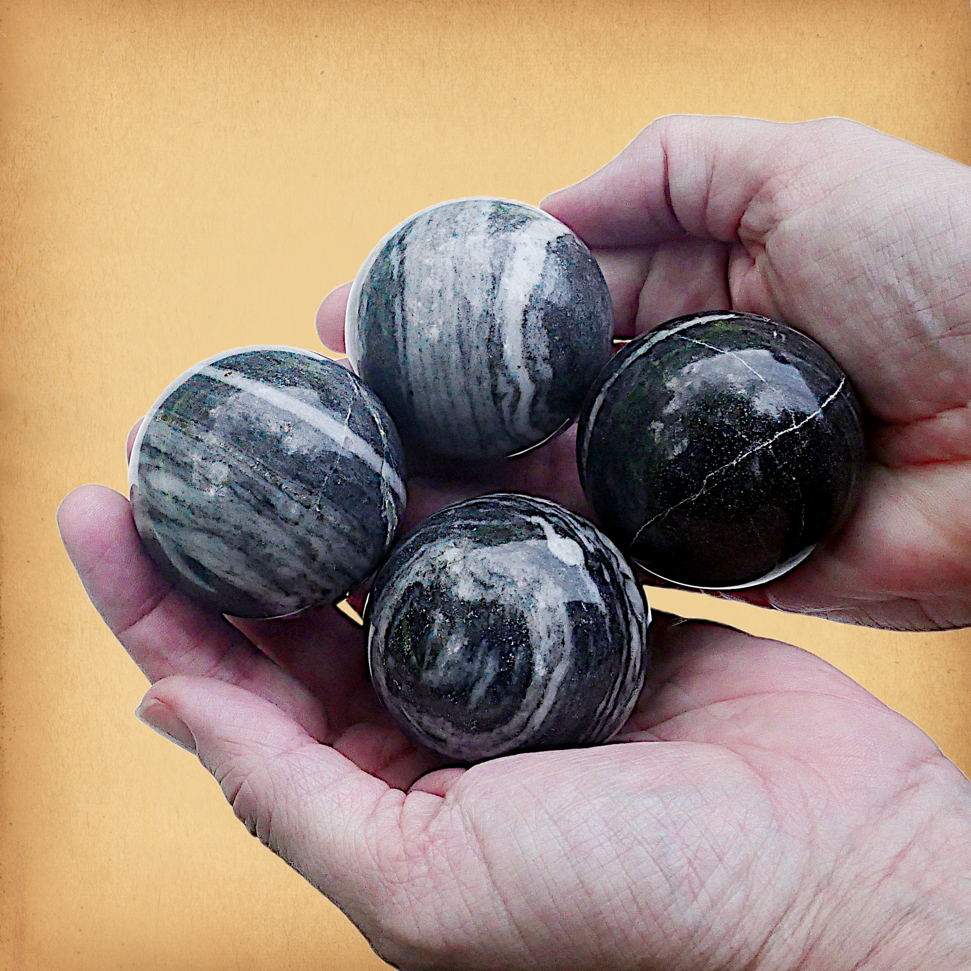 Polished Grey Banded Granite Sphere