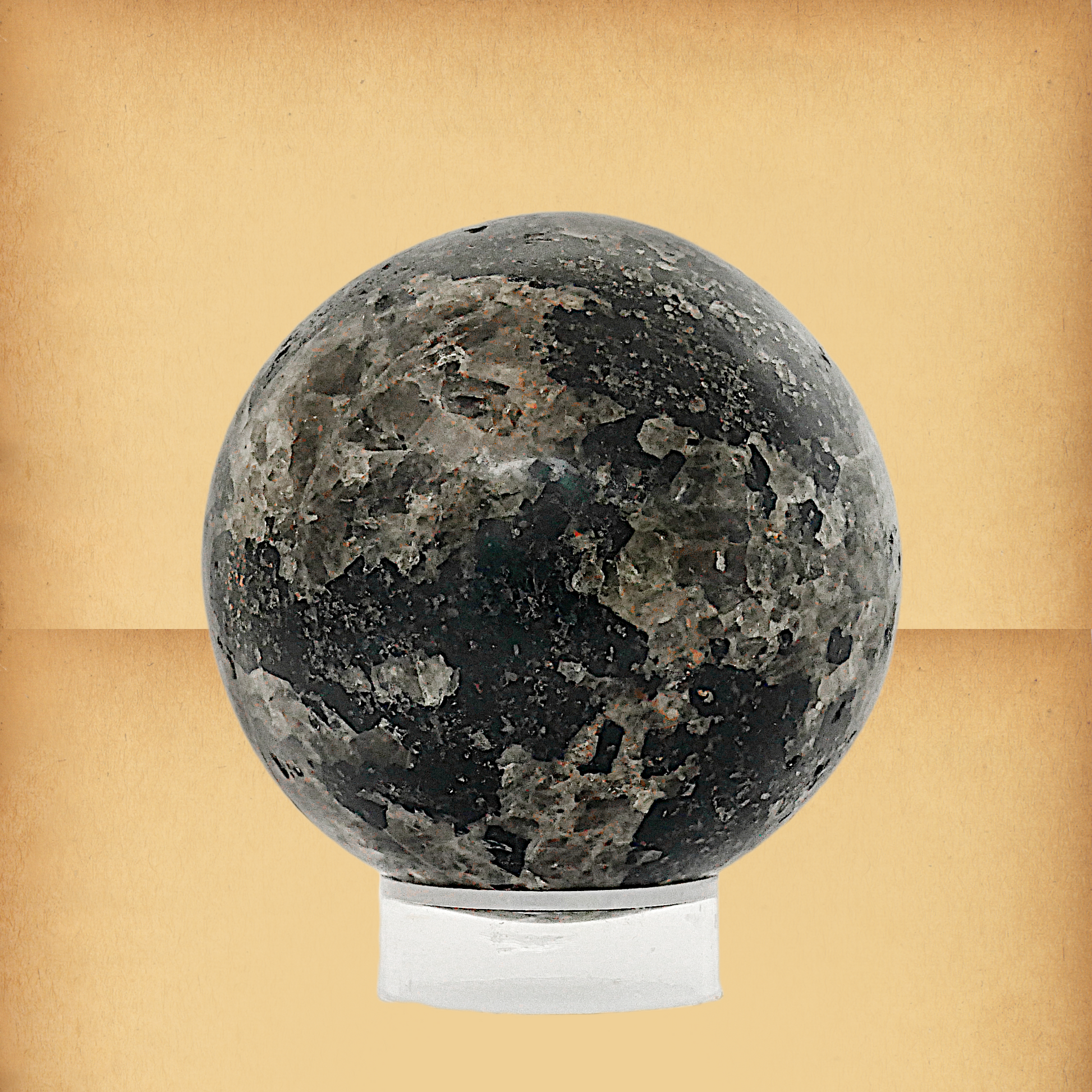 Polished Black and Smoky Taupe Granite Sphere