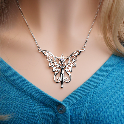 Sterling Silver Faerie Pentacle Necklace – Moonstone Fairy Sterling Silver Faerie Pentacle Necklace – Moonstone Fairy