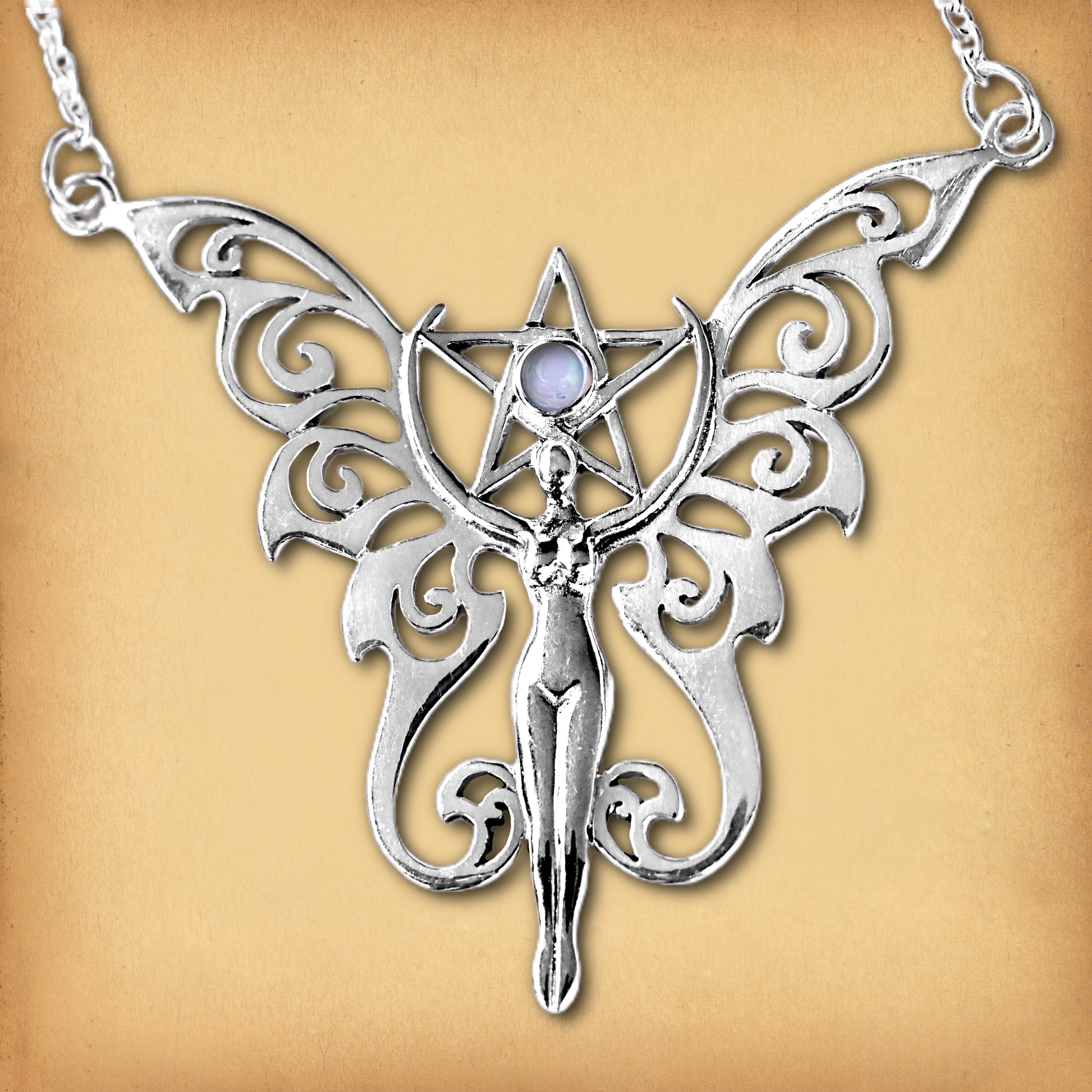 Silver Faerie Pentacle Necklace
