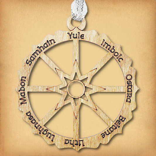 Wheel of the Year Wooden Yule Ornament