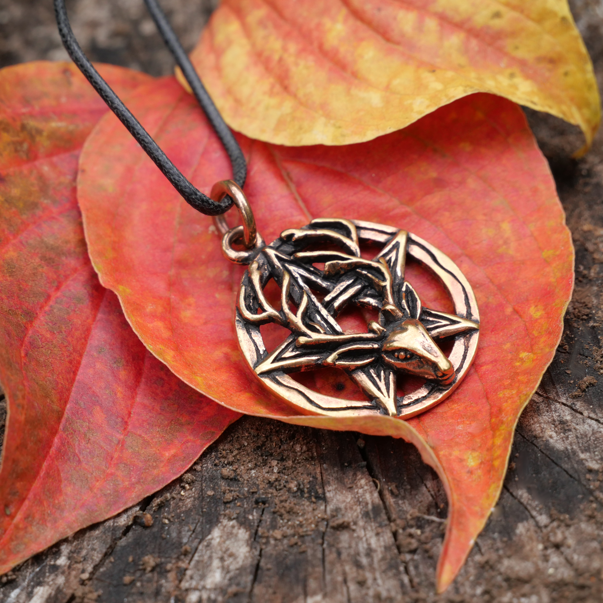 Bronze Stag Head Pentacle Pendant