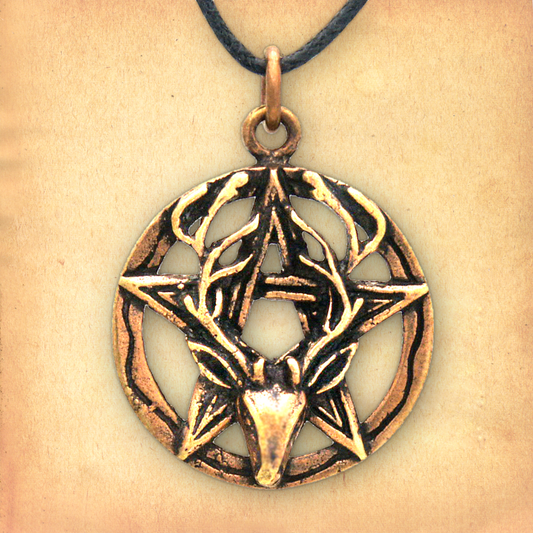 Bronze Stag Head Pentacle Pendant