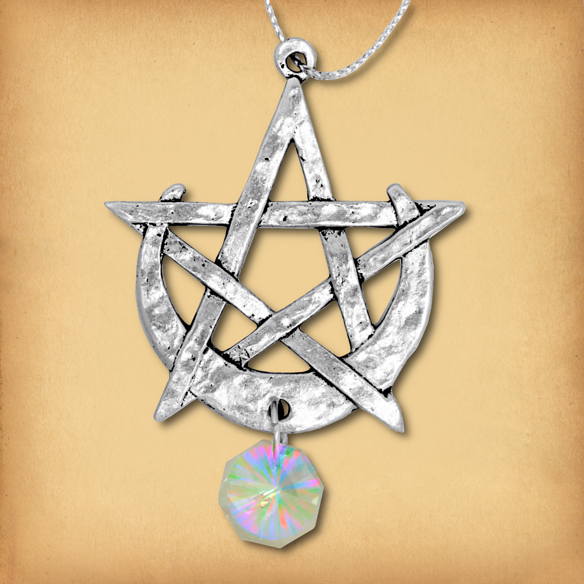 Moon Pentacle Pewter Suncatcher