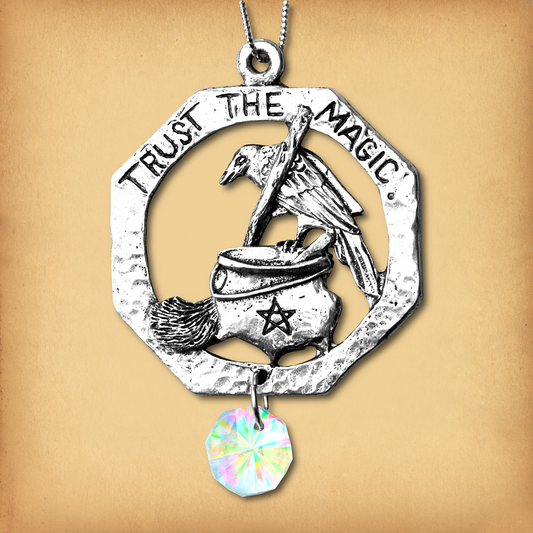 Raven and Cauldron Pewter Suncatcher