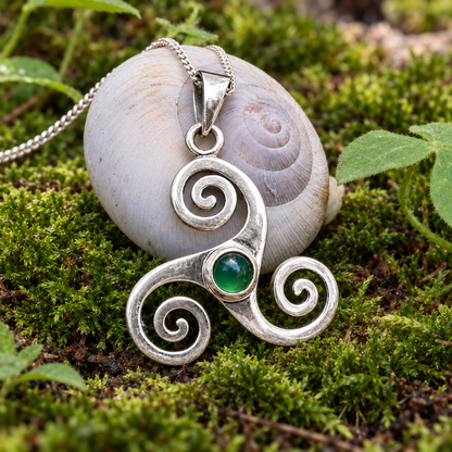 Silver Triskele Pendant w/Agate