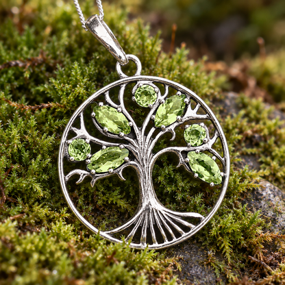 Silver Peridot Tree Pendant