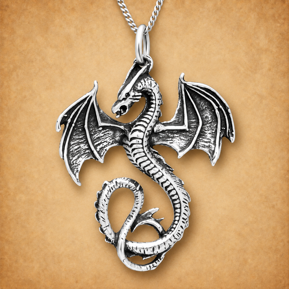 Silver Flying Dragon Pendant