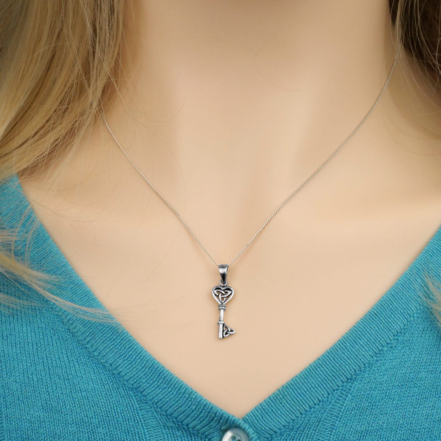 Silver Celtic Key Pendant