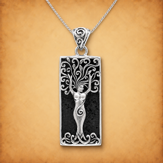 Silver Dryad Pendant w/ Lava Stone