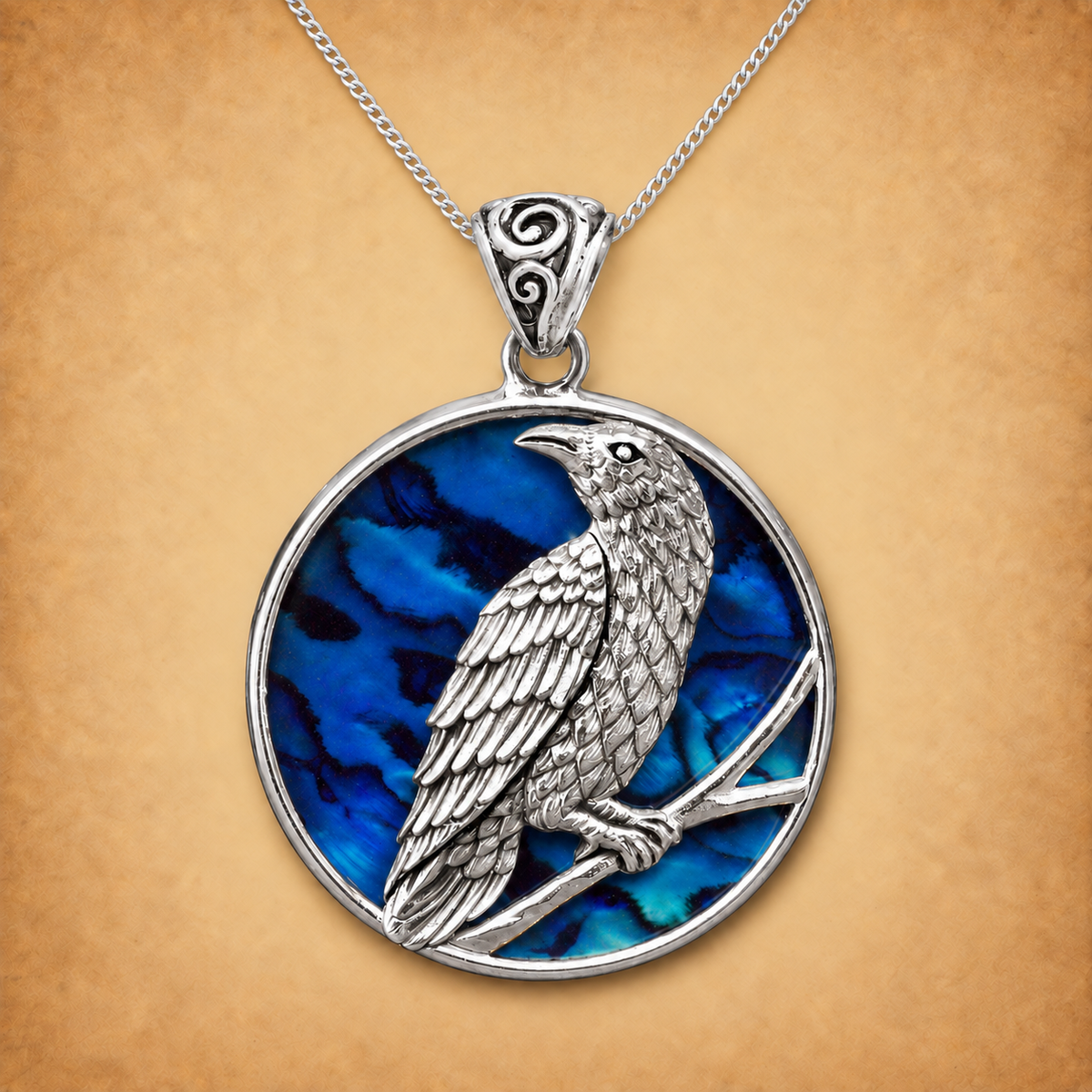 Silver Midnight Raven Pendant