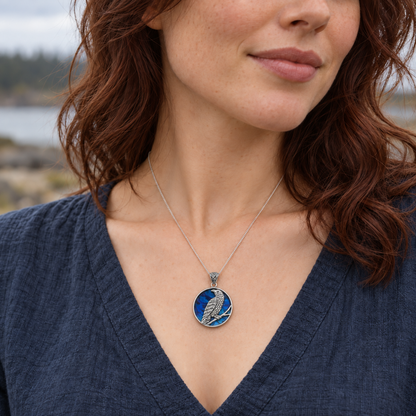 Silver Midnight Raven Pendant