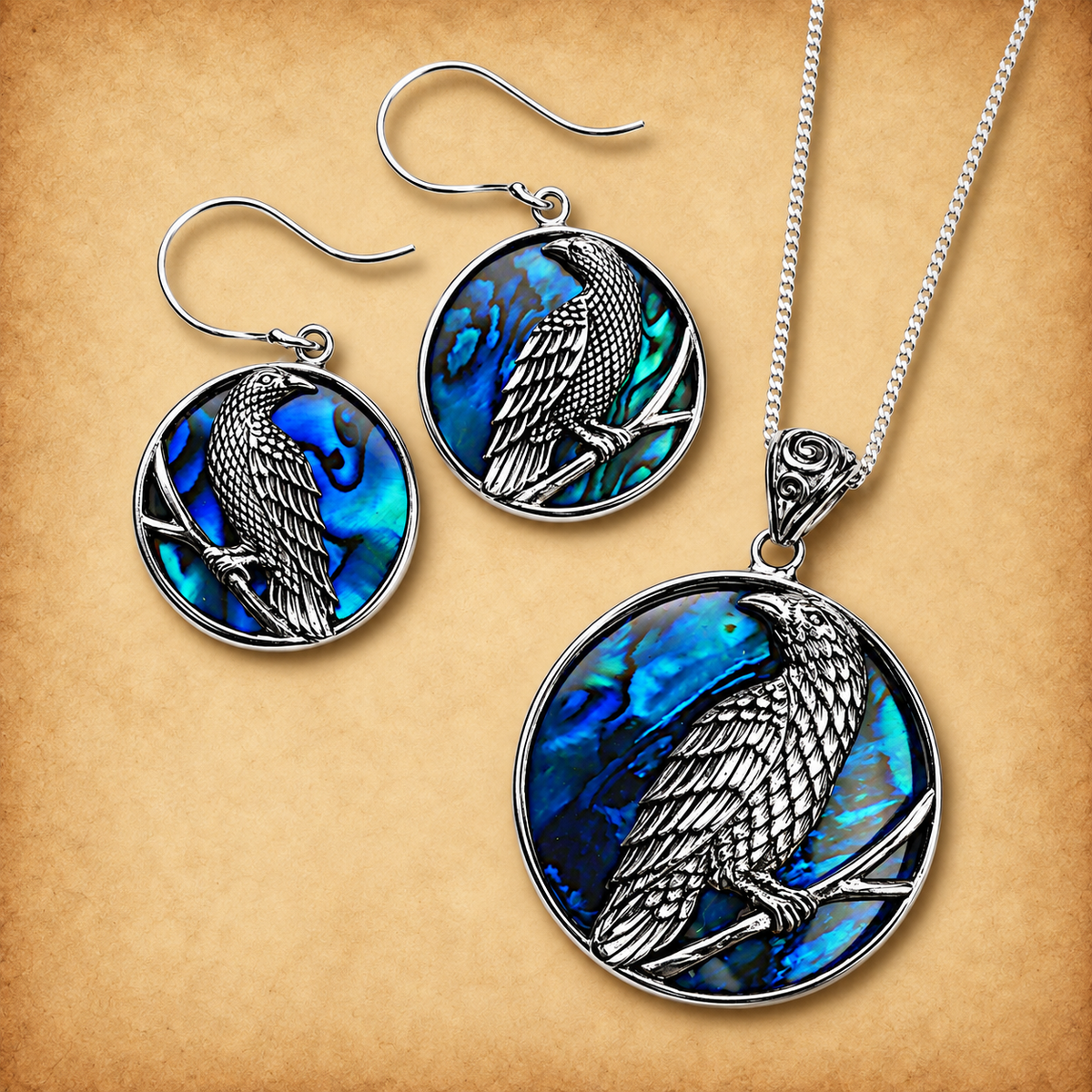Silver Midnight Raven Pendant