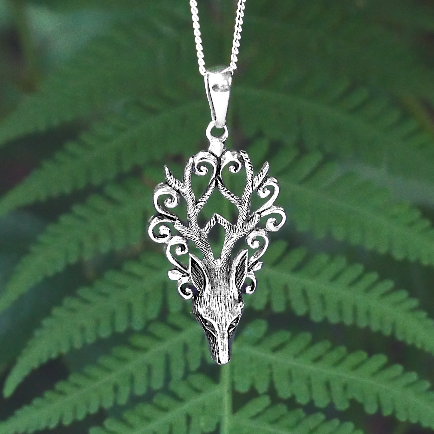 Silver Stag's Head Pendant