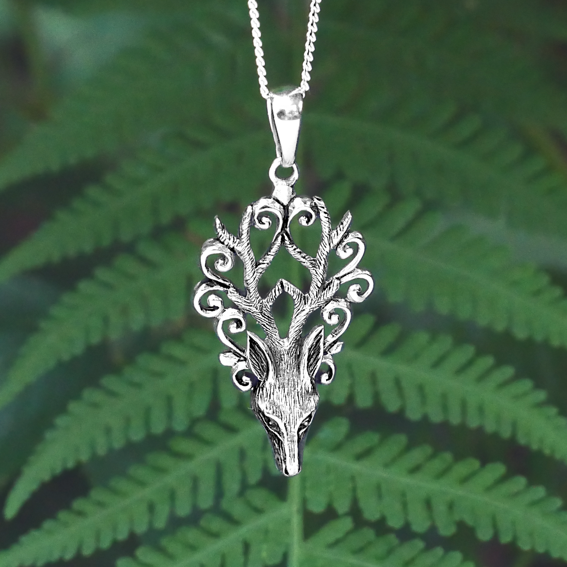 Silver Stag's Head Pendant