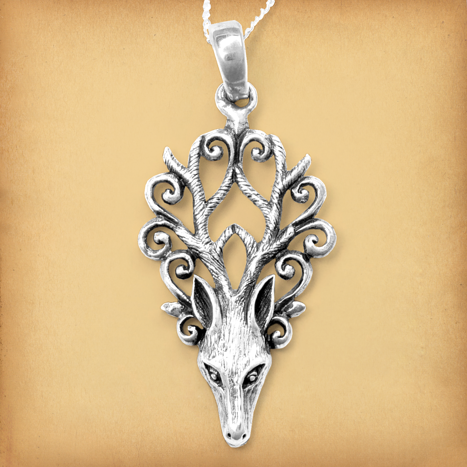 Silver Stag's Head Pendant
