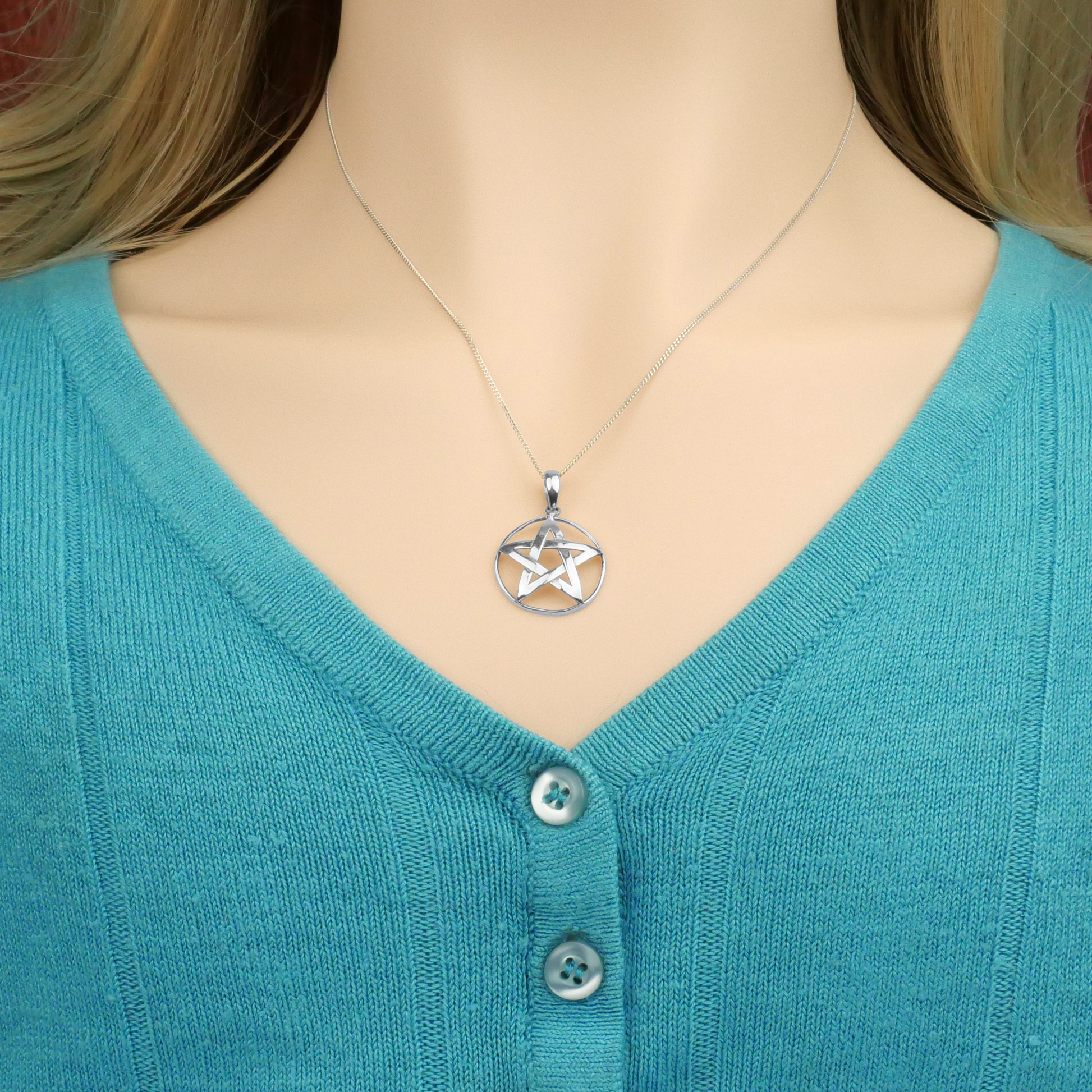 Silver Domed Pentacle Pendant