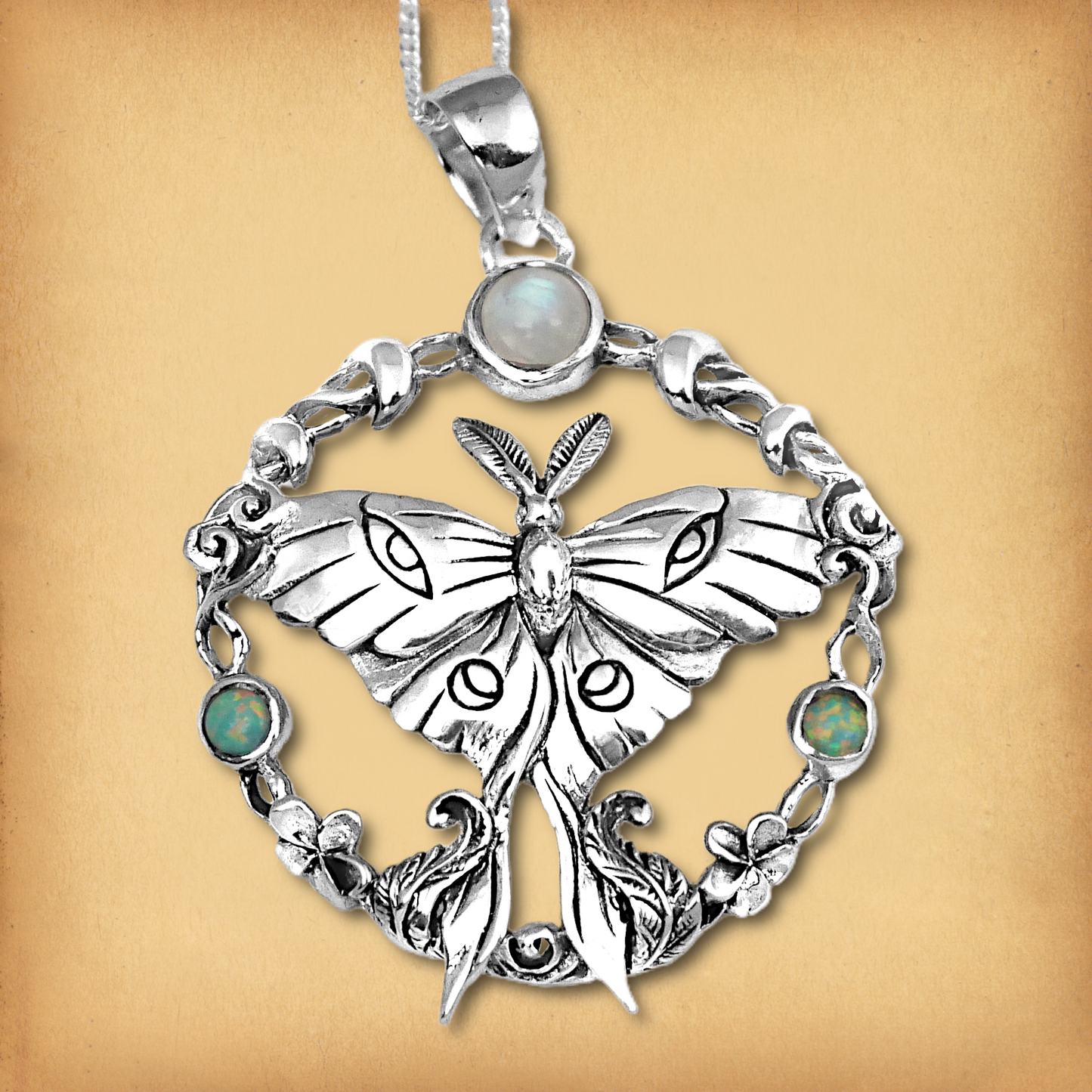 Silver Luna Moth Pendant
