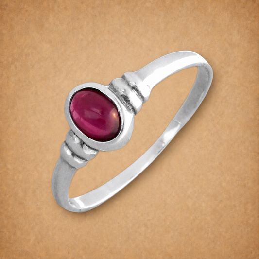 Silver Garnet Simplicity Ring