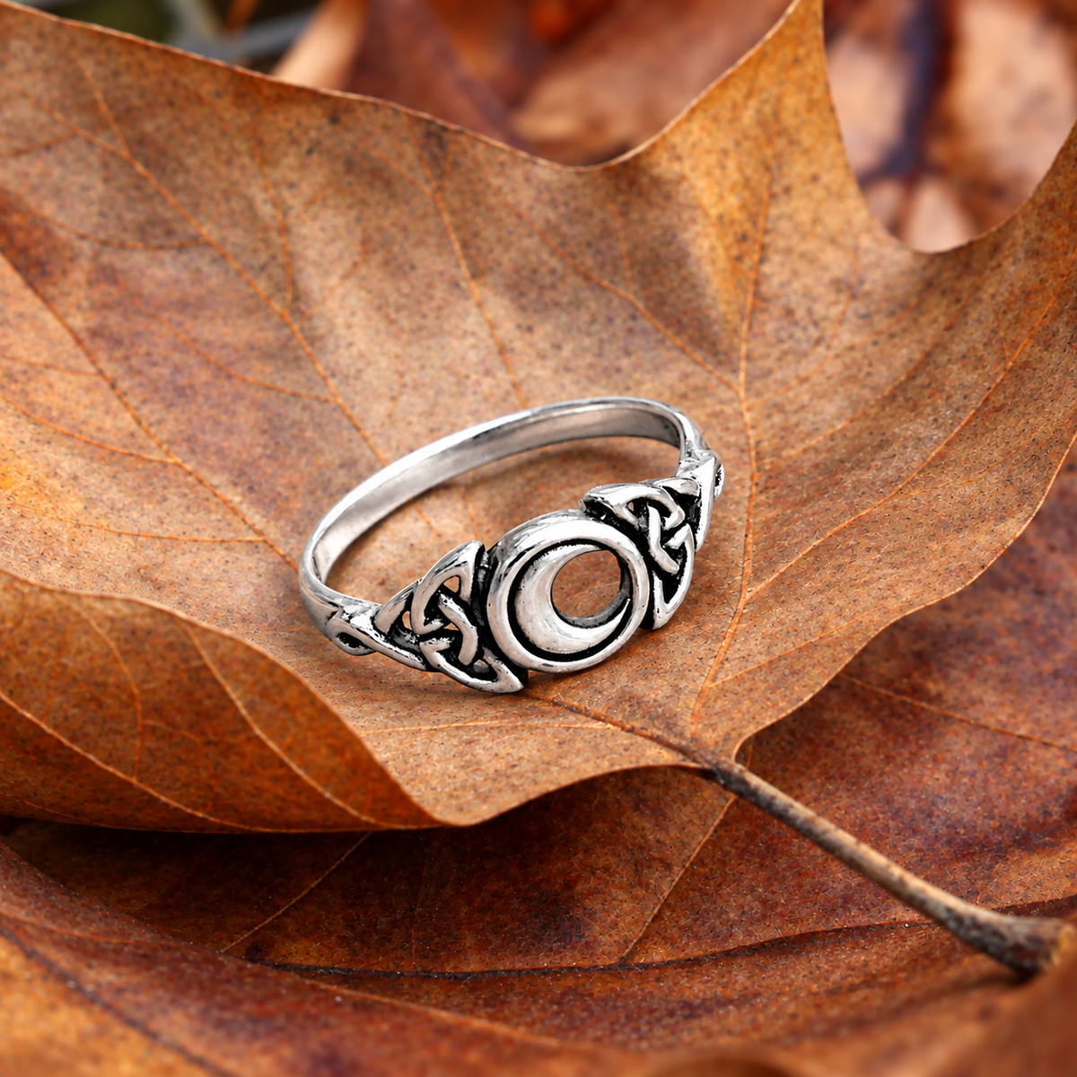 Silver Celtic Moon Ring