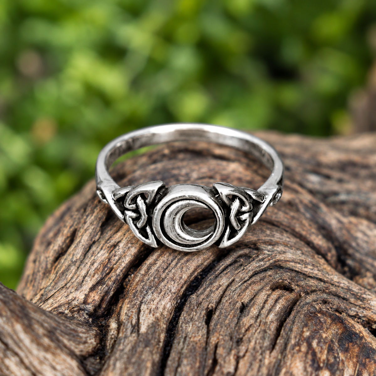 Silver Celtic Moon Ring