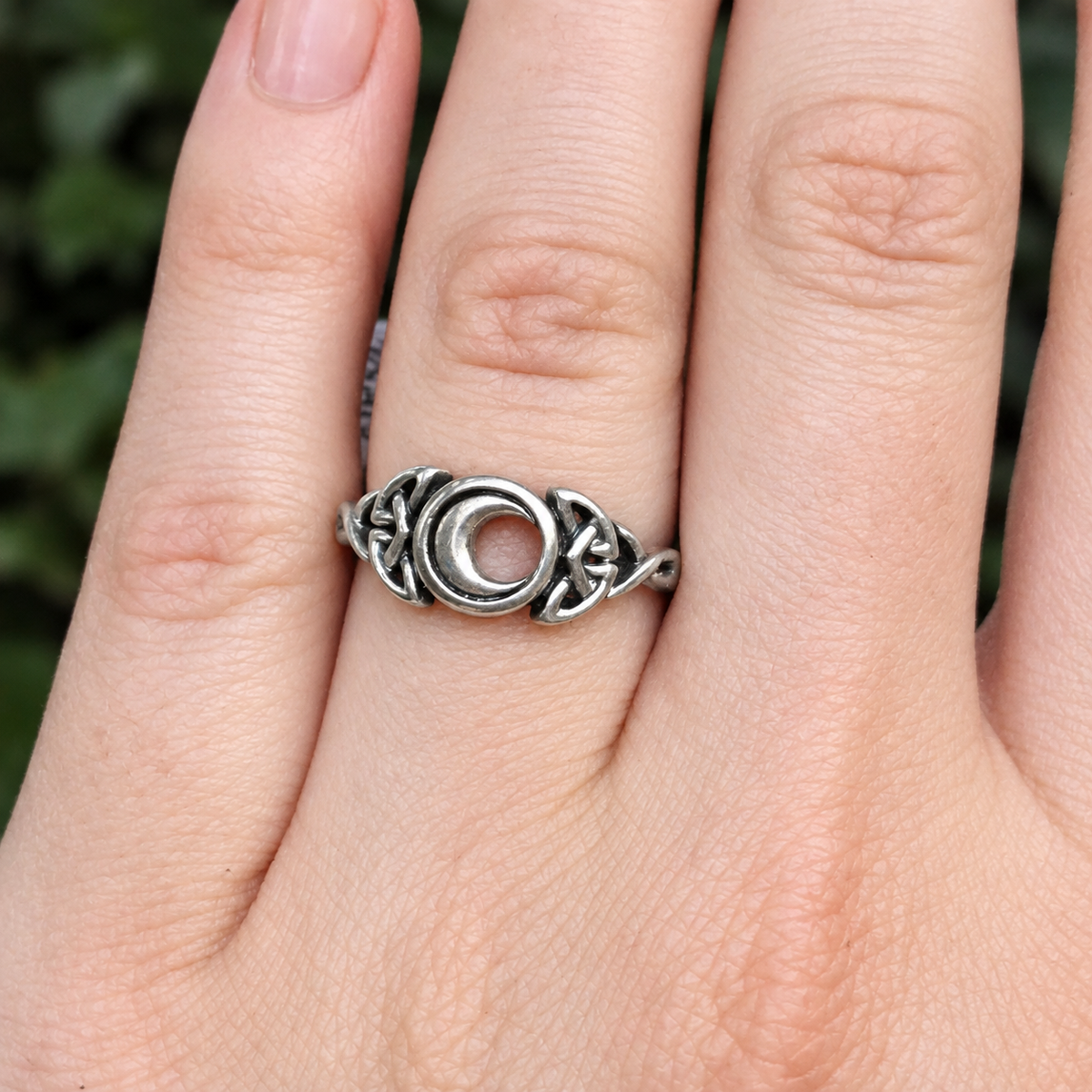 Silver Celtic Moon Ring