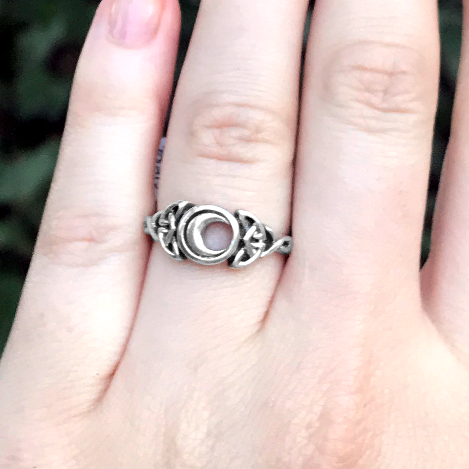 Silver Celtic Moon Ring