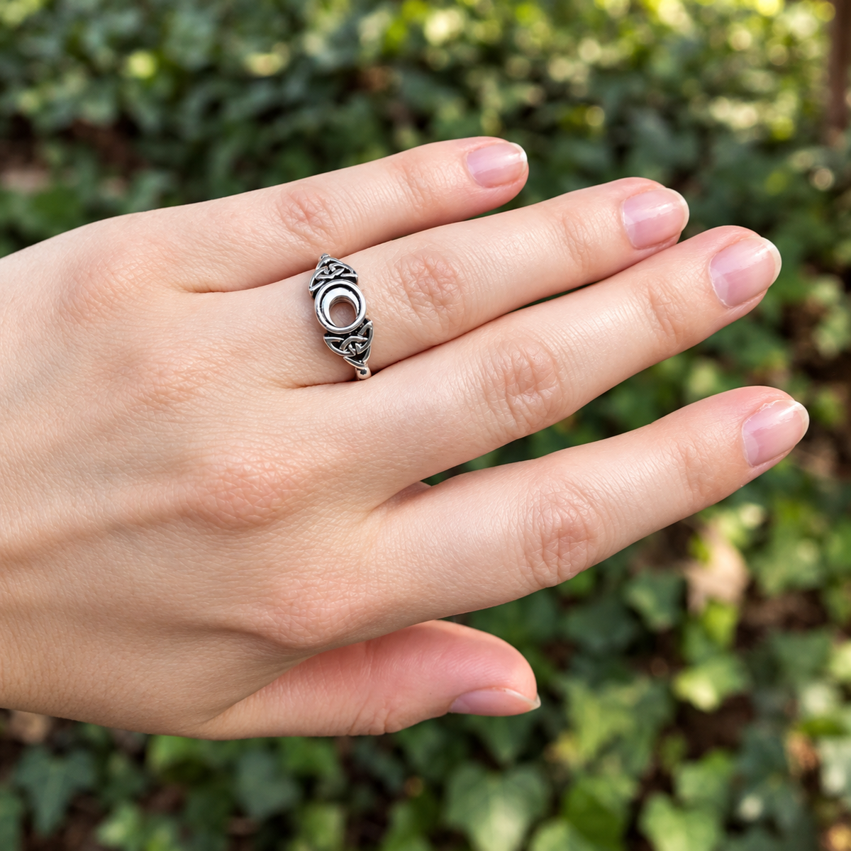 Silver Celtic Moon Ring
