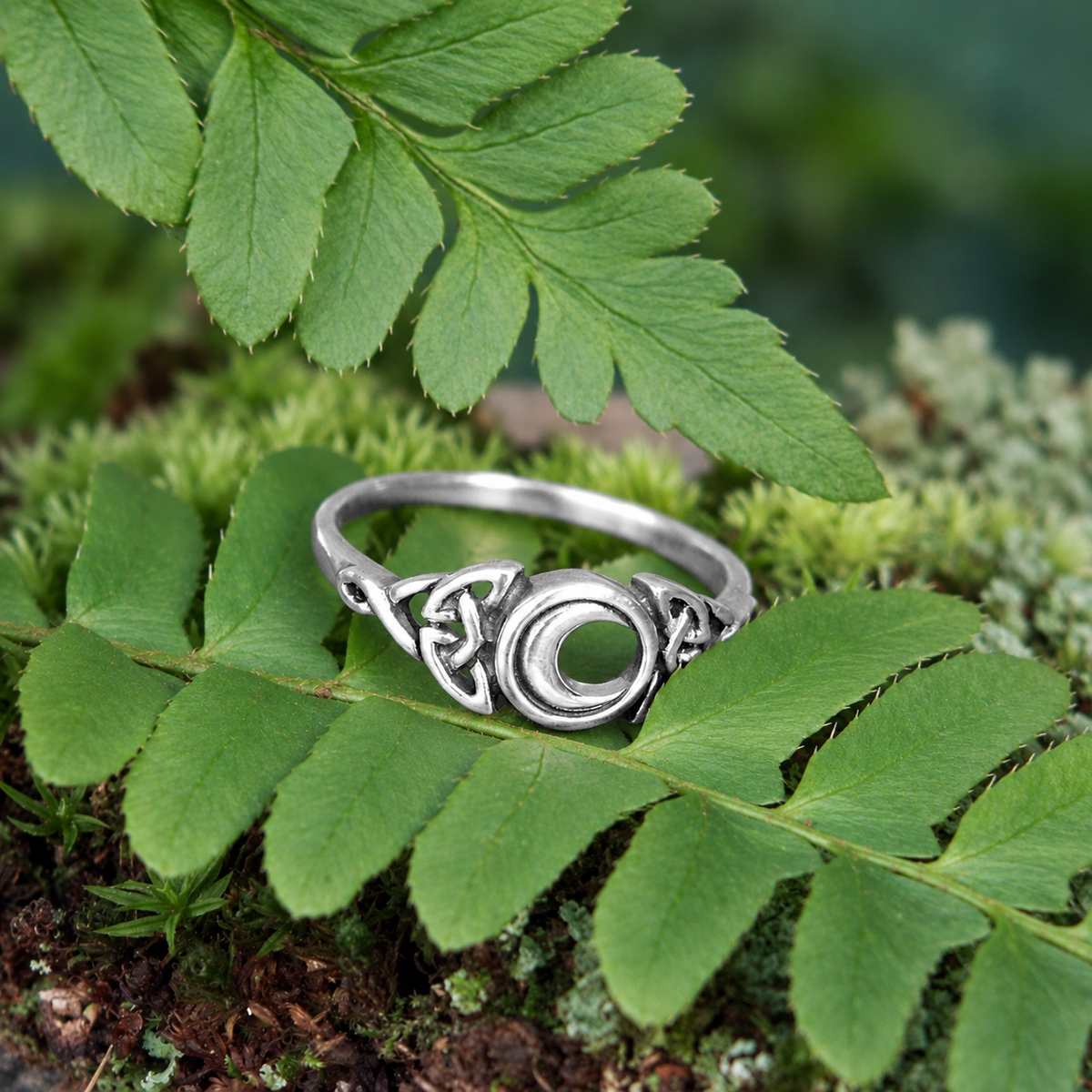 Silver Celtic Moon Ring