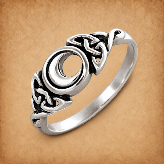Silver Celtic Moon Ring