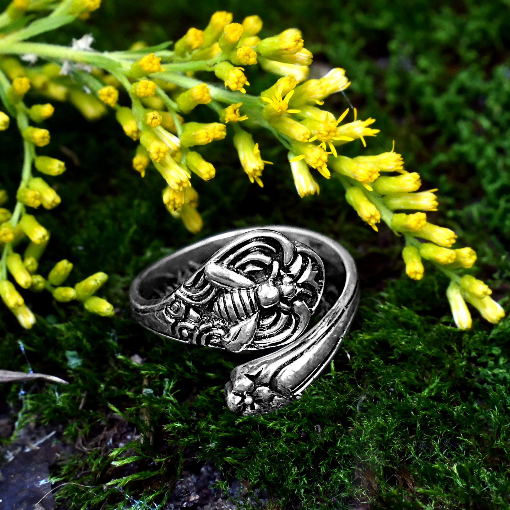 Silver Honeybee Spoon Ring