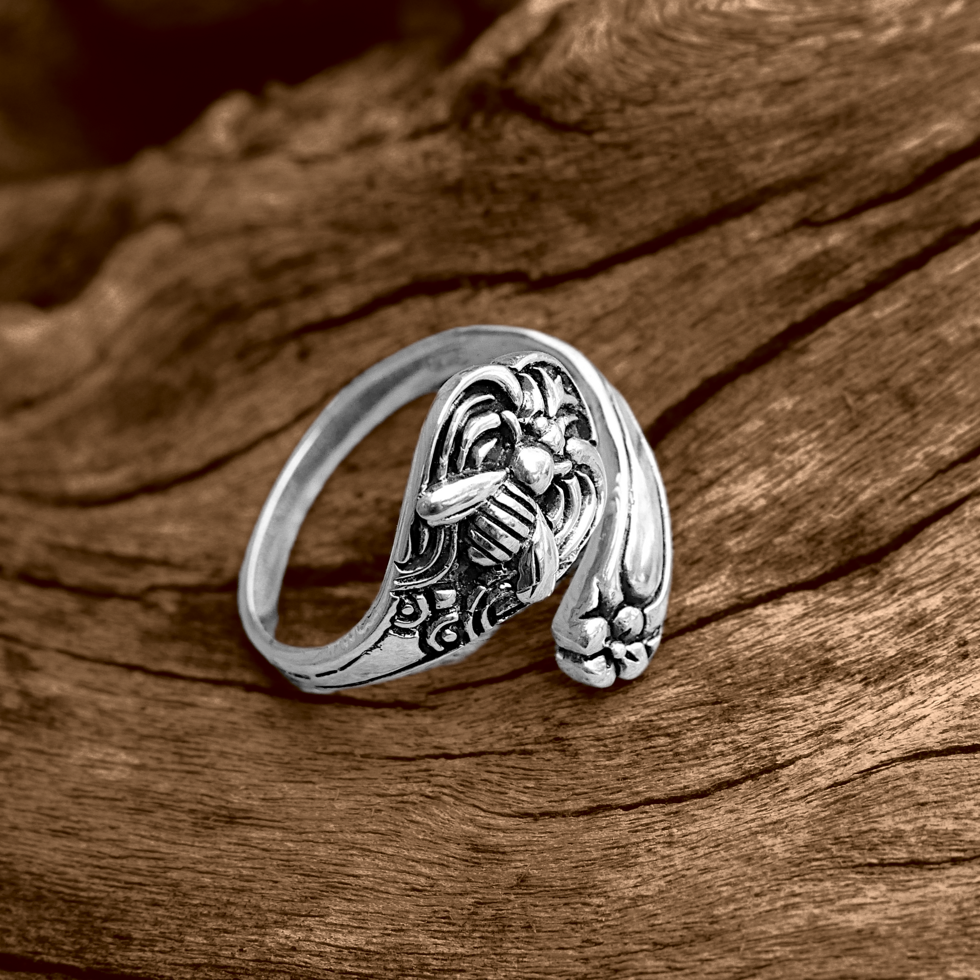 Silver Honeybee Spoon Ring