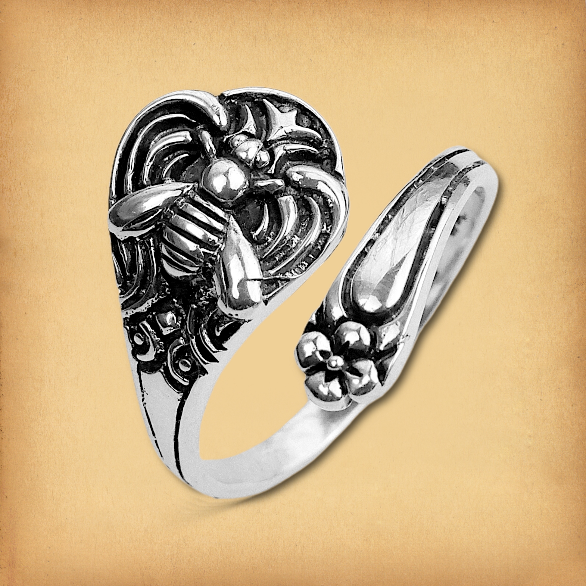 Silver Honeybee Spoon Ring