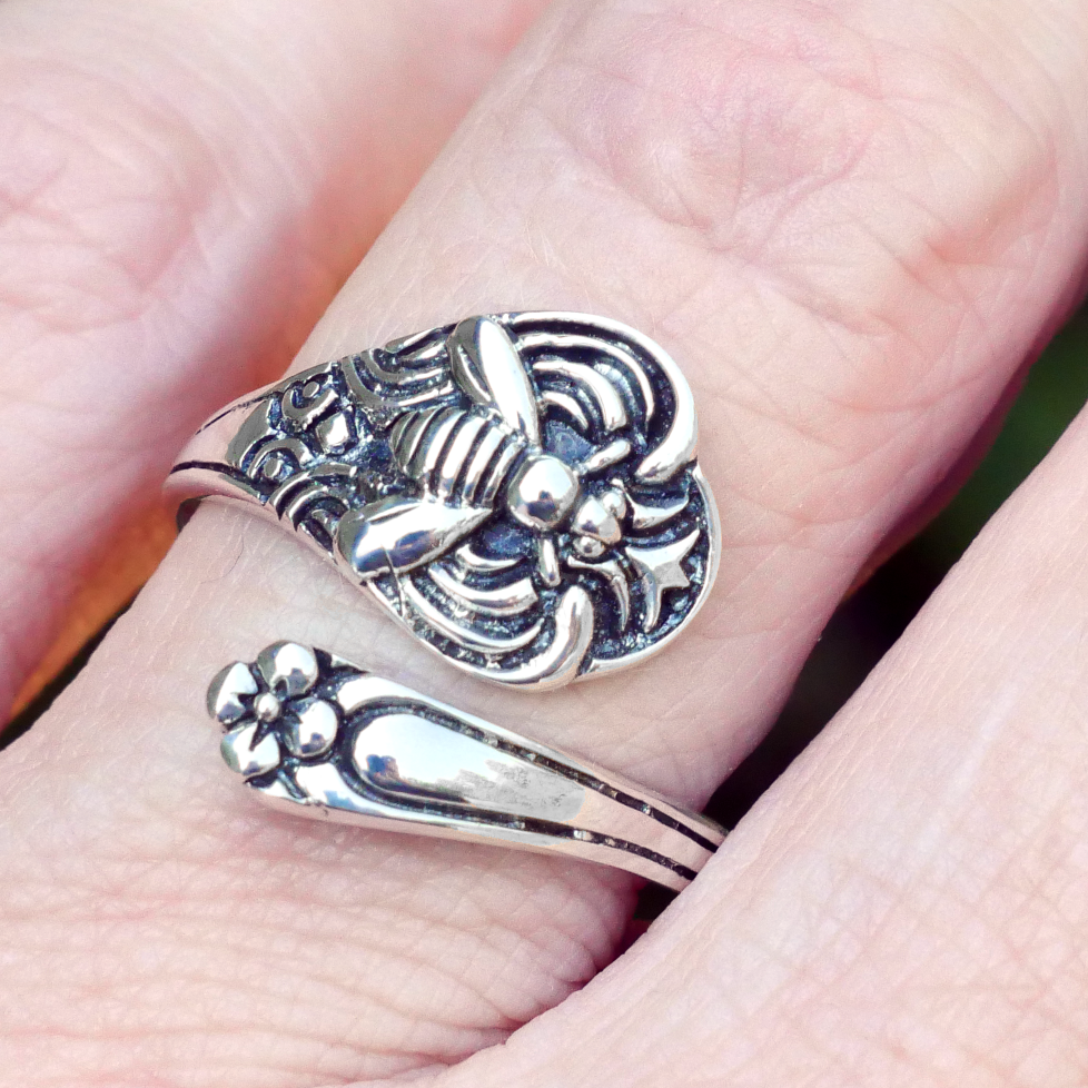 Silver Honeybee Spoon Ring