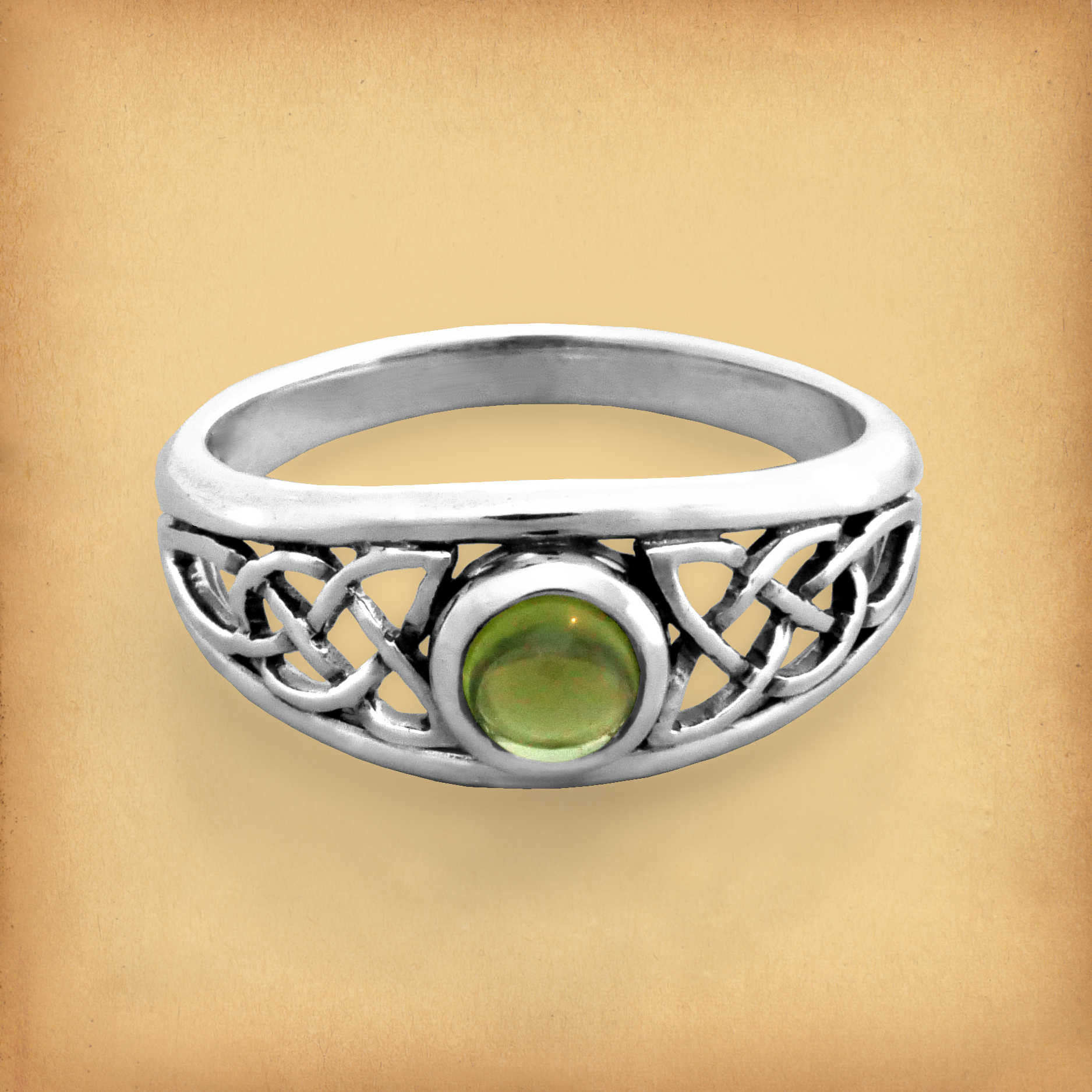 Silver Celtic Peridot Ring